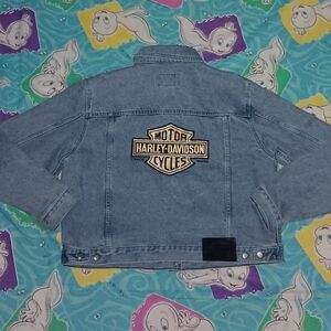 90s Harley Davidson Motorcycles Vintage Denim Blue Jean Jacket Biker Motorcycle